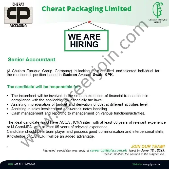 Cherat Packaging Limited Jobs Senior Accountant 1