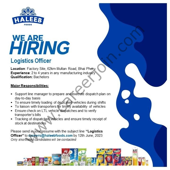 Haleeb Foods Limited Jobs Logistics Officer 1