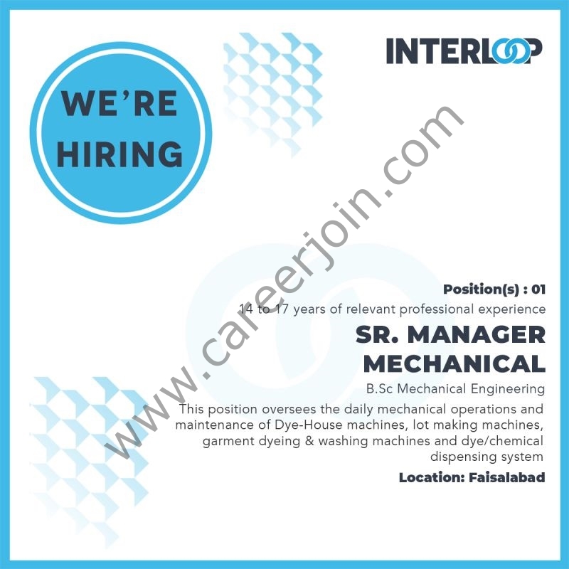 Interloop Limited Jobs Senior Manager Mechanical 1