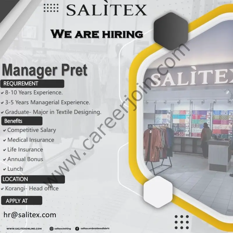 Salitex Pakistan Jobs Manager Pret 1