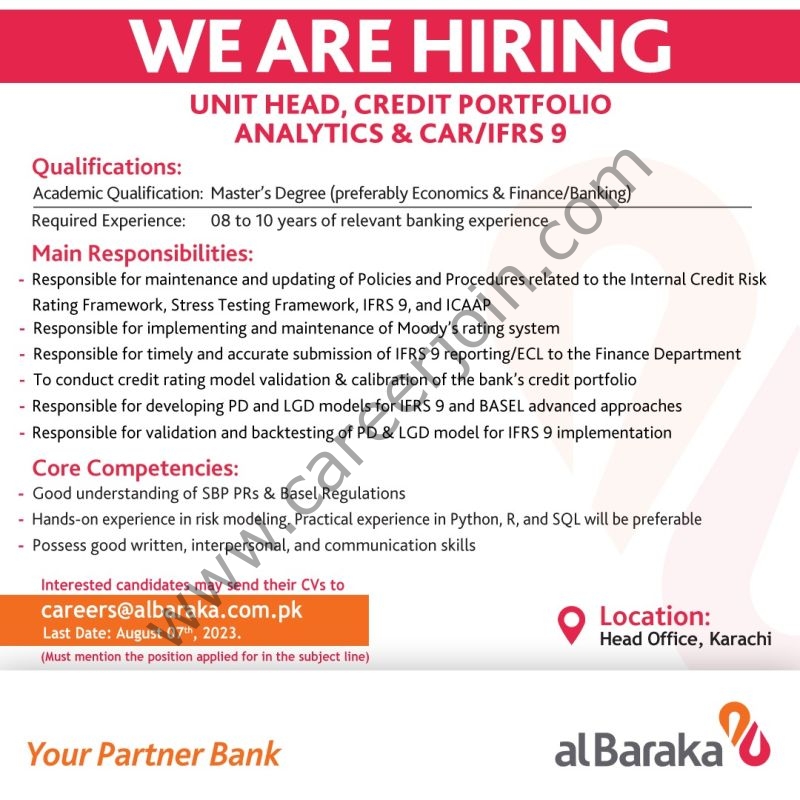 Albaraka Bank Pakistan Limited Jobs August 2023 2
