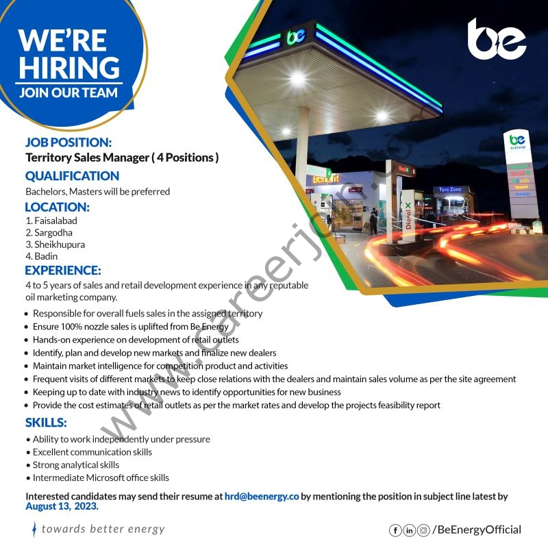 Be Energy Limited Jobs Territory Sales Manager 1