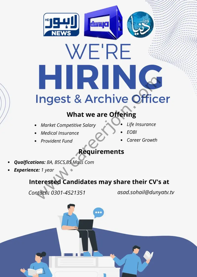 Dunya Media Group Jobs Ingest & Archive Officer 1