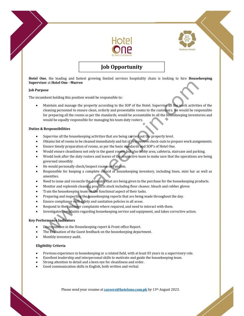 Hotel One Pvt Ltd Jobs July 2023 1