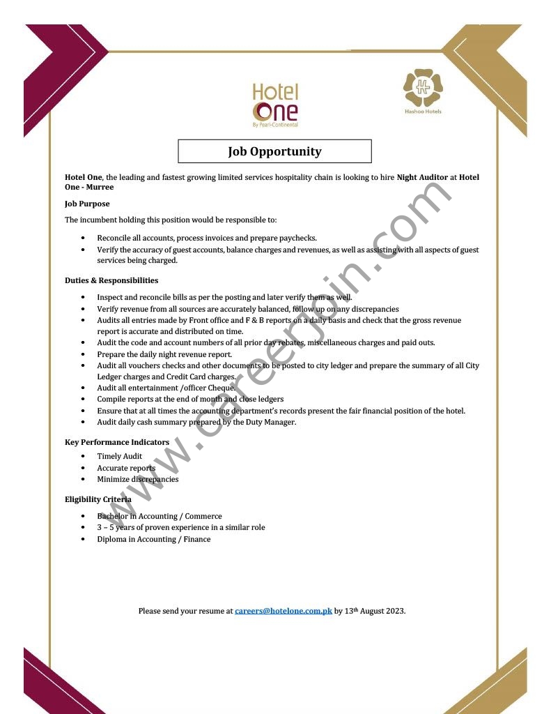 Hotel One Pvt Ltd Jobs July 2023 2