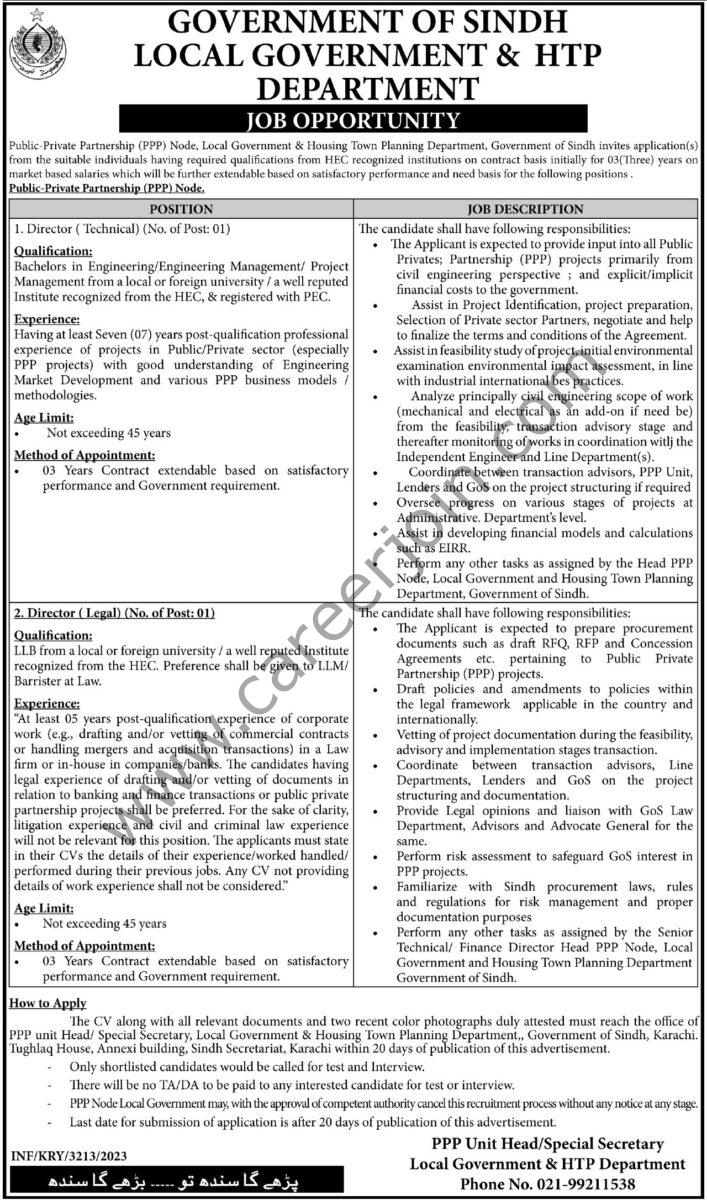 Local Government & HTP Dept Sindh Jobs 23 July 2023 Express Tribune 1
