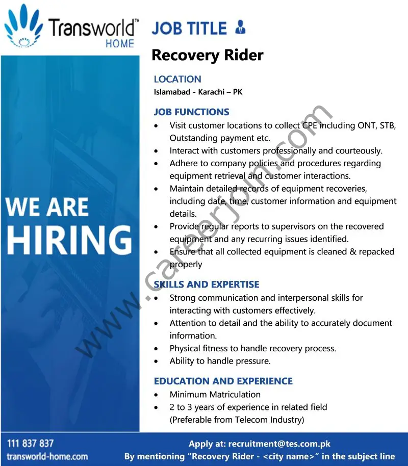 Transworld Home Jobs Recovery Rider 1
