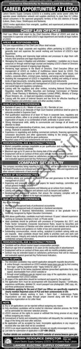 Lahore Electric Supply Co LESCO Jobs 06 August 2023 Express 1