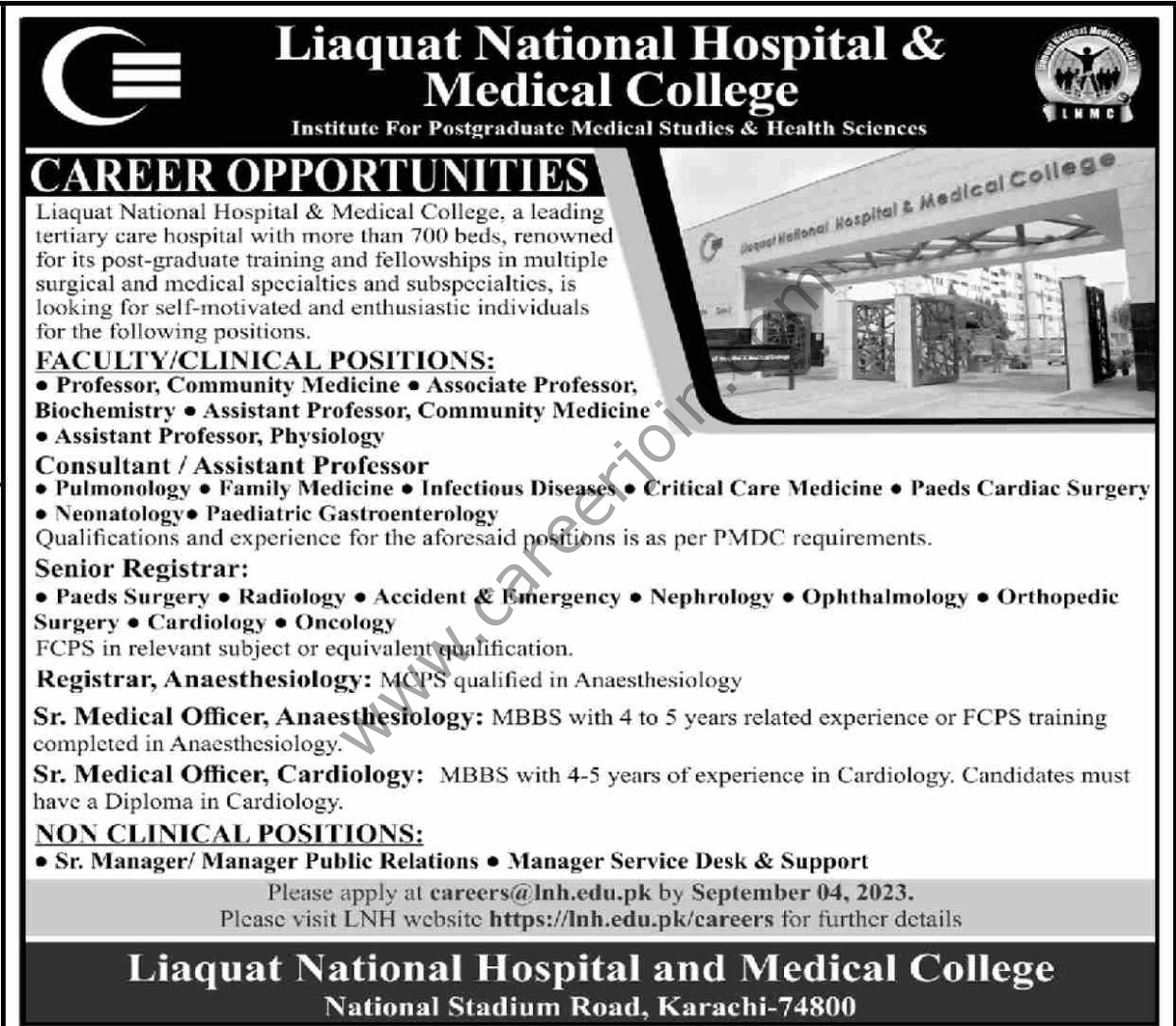 Liaquat National Hospital & Medical College Karachi Jobs 27 August 2023 Dawn 1