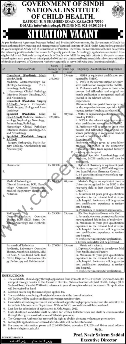 National Institute of Child Health Jobs 13 August 2023 Express 1