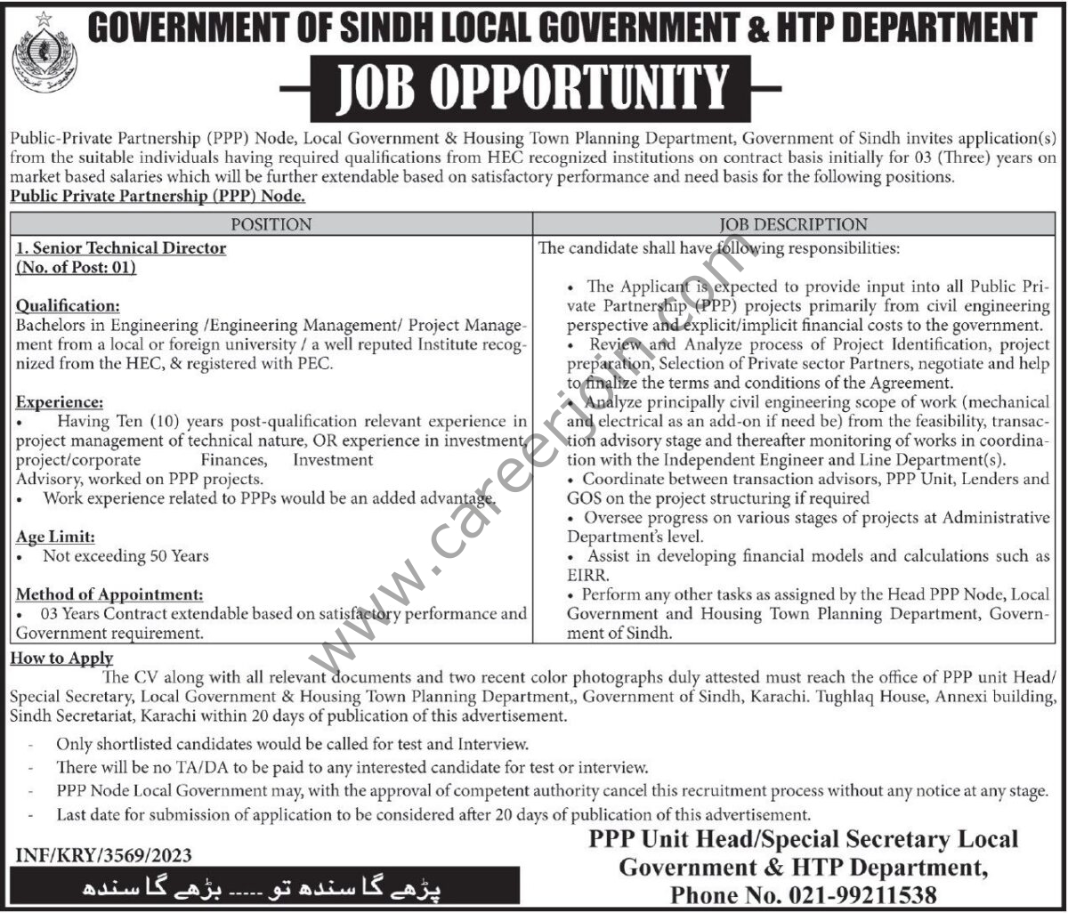 Public Private Partnership PPP Sindh Jobs 13 August 2023 Express Tribune 1