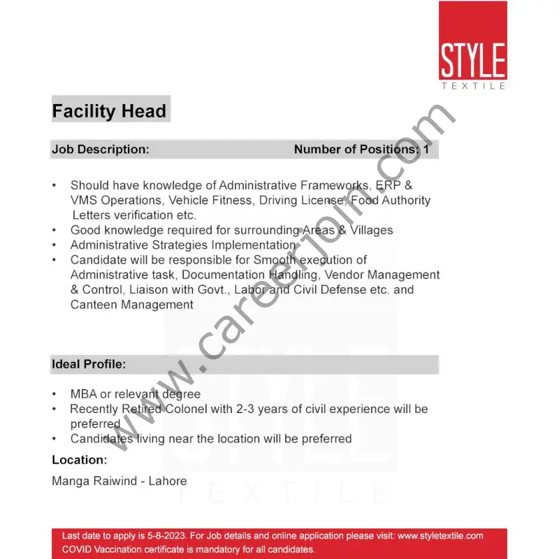 Style Textile Pvt Ltd Jobs August 2023 1