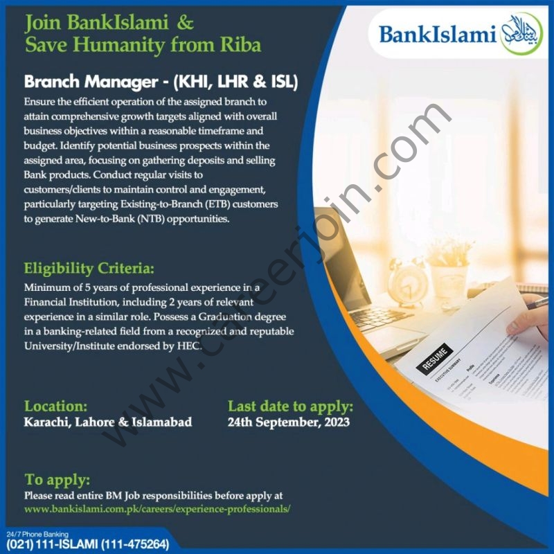Bank Islami Pakistan Limited Jobs Branch Manager 1