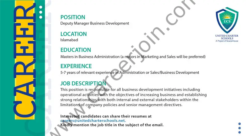 United Charter Schools Jobs Deputy Manager Business Development  1