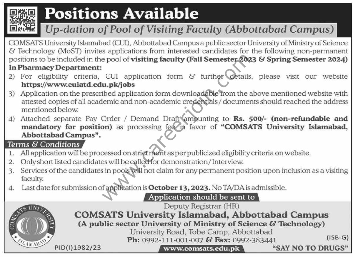 COMSATS University Islamabad CUI Jobs October 2023 1
