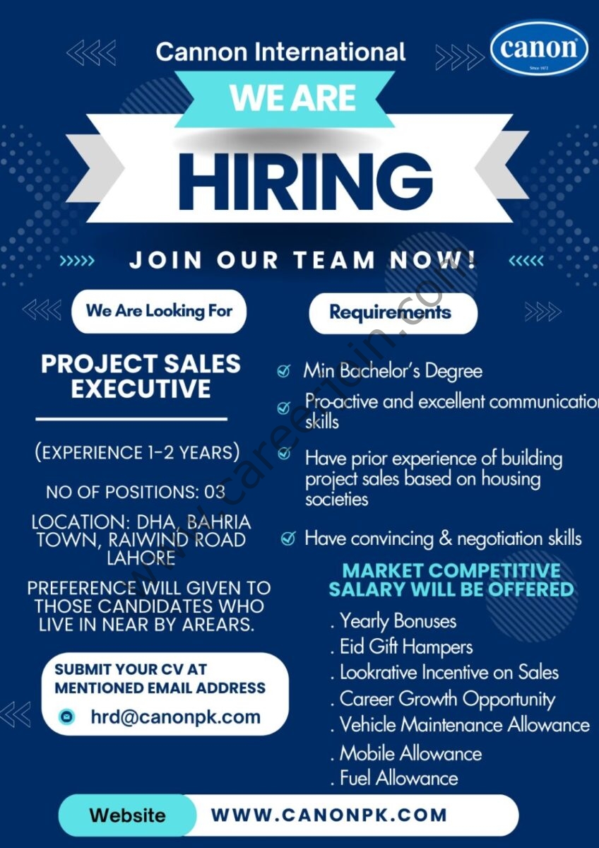 Cannon International Jobs Project Sales Executive 1