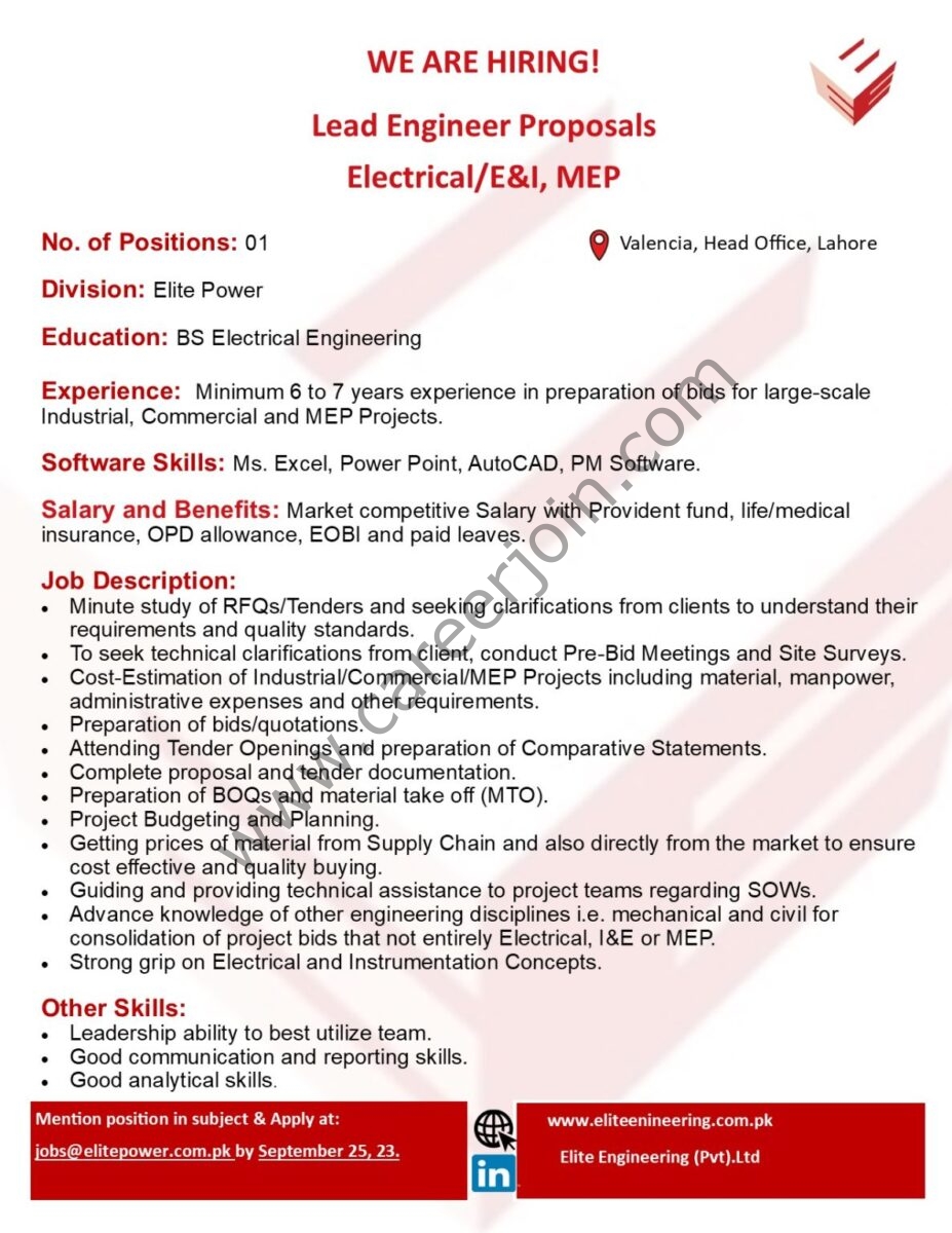 Elite Engineering Pvt Ltd Jobs September 2023 1