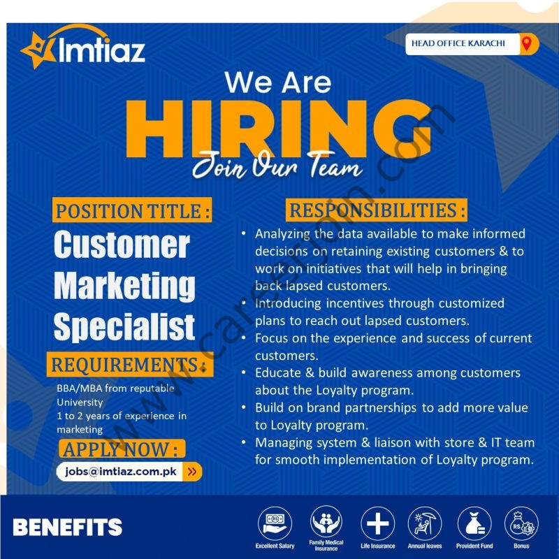 Imtiaz Super Market Jobs Customer Marketing Specialist 1