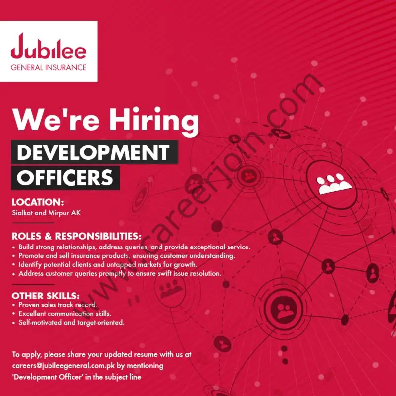 Jubilee General Insurance Jobs Development Officers 1