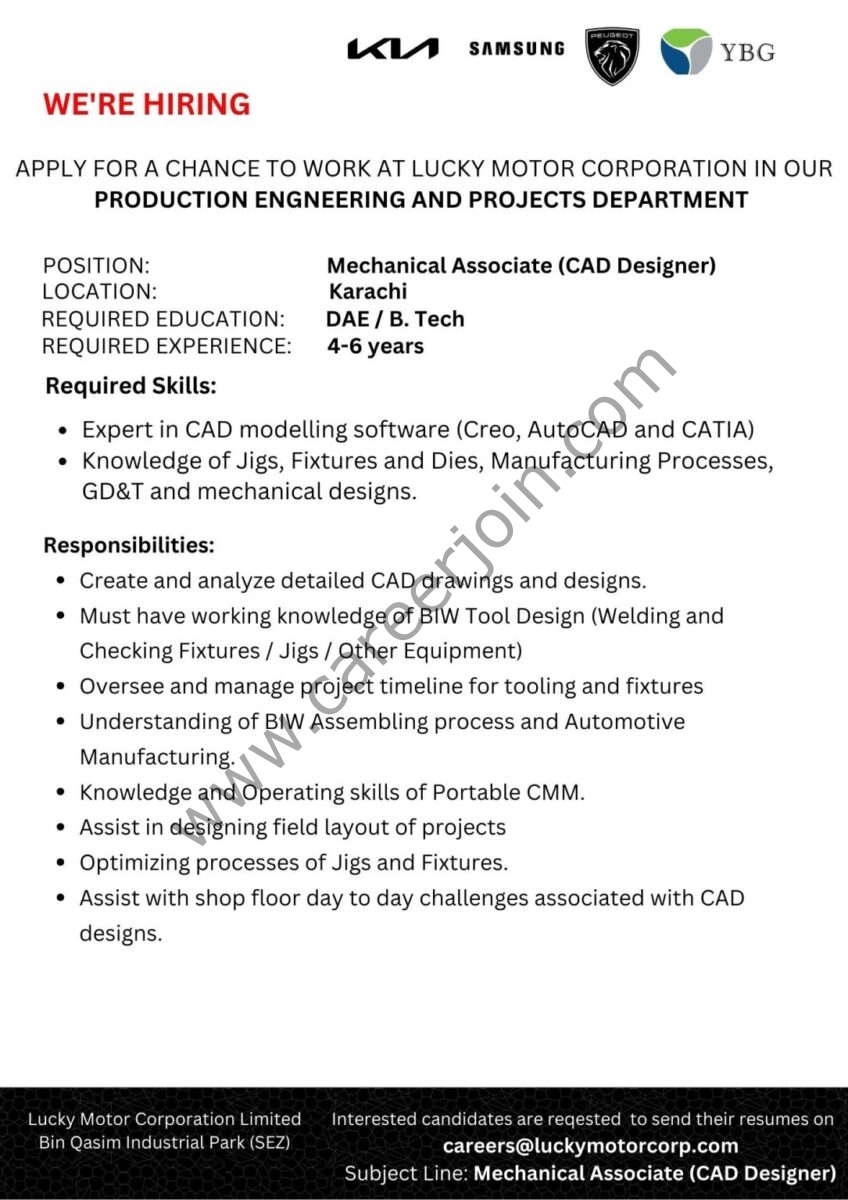 Lucky Motor Corporation Jobs Mechanical Associate (CAD Designer) 1