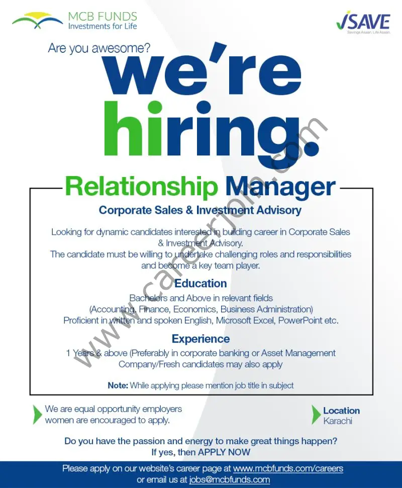 MCB Funds Jobs Relationship Manager 1