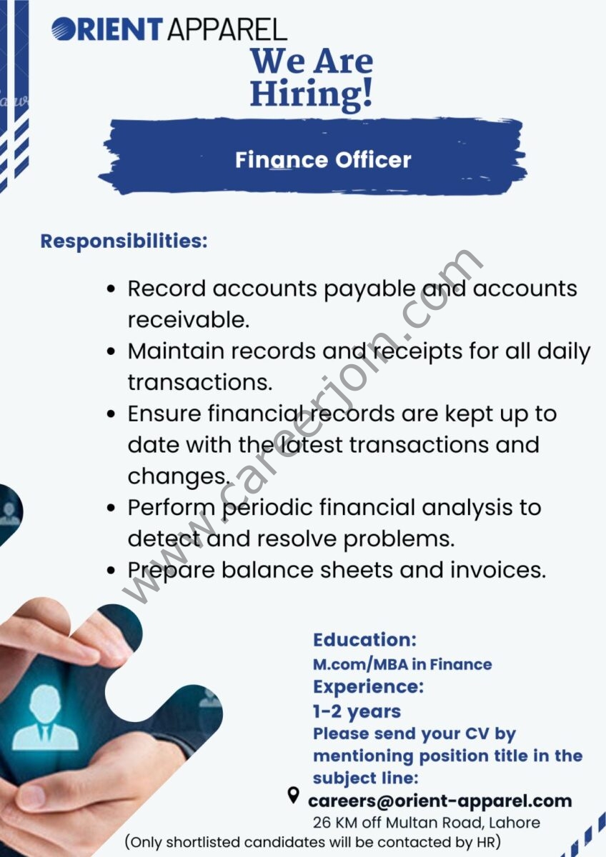 Orient Apparel Pvt Ltd Jobs Finance Officer 1