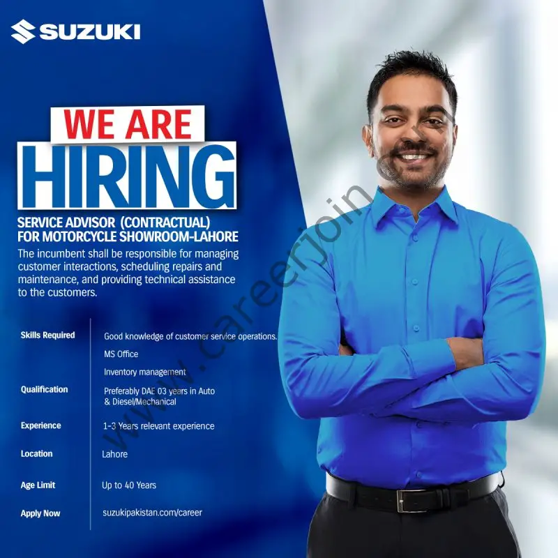 Pak Suzuki Motor Company Pvt Ltd Jobs Service Advisor 1