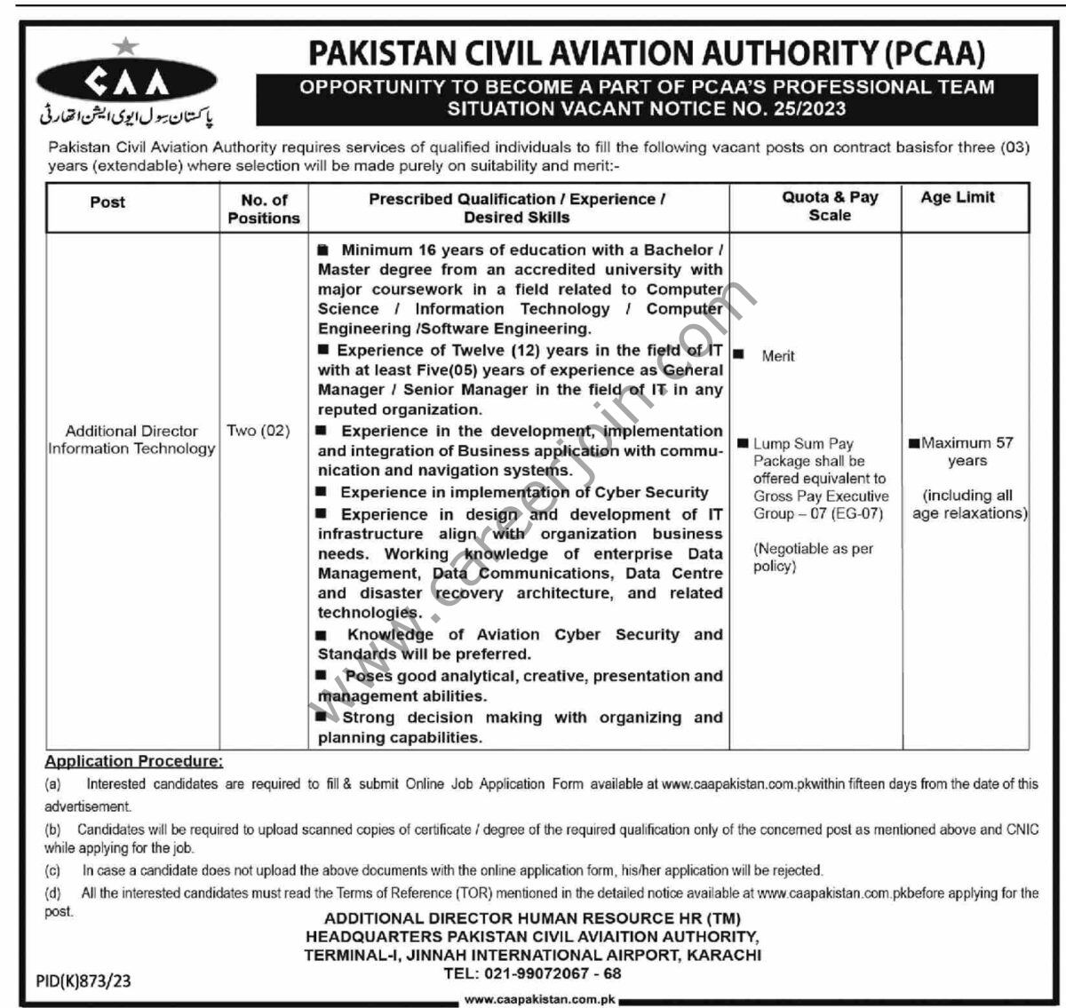 Pakistan Civil Aviation Authority PCAA Jobs 17 September 2023 Dawn 1