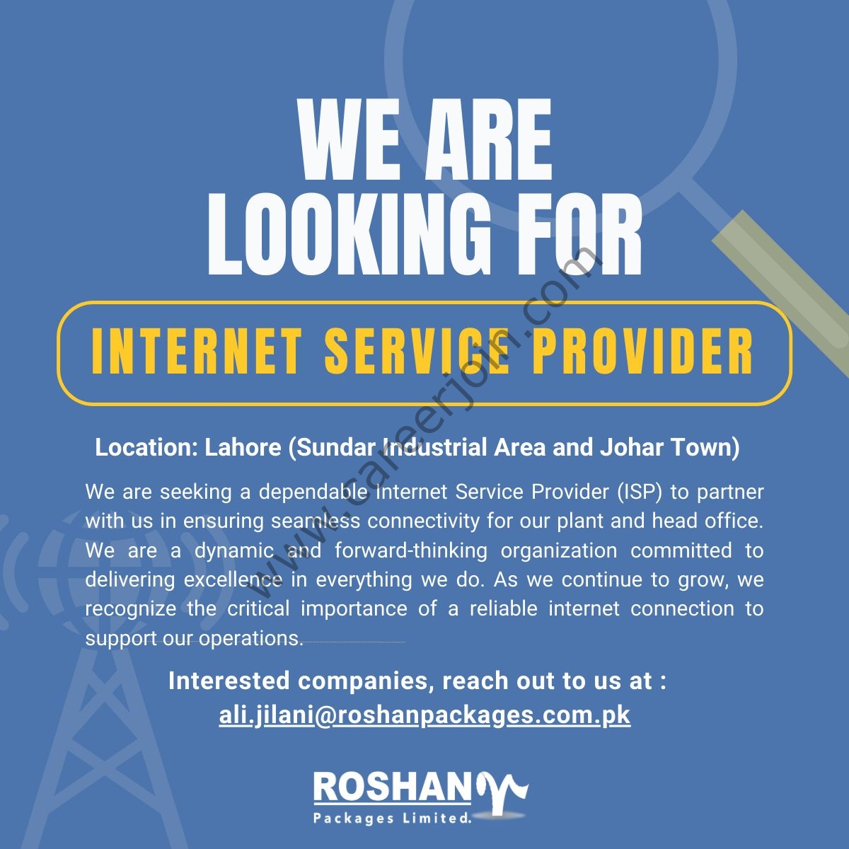 Roshan Packages Limited Jobs Internet Service Provider 1