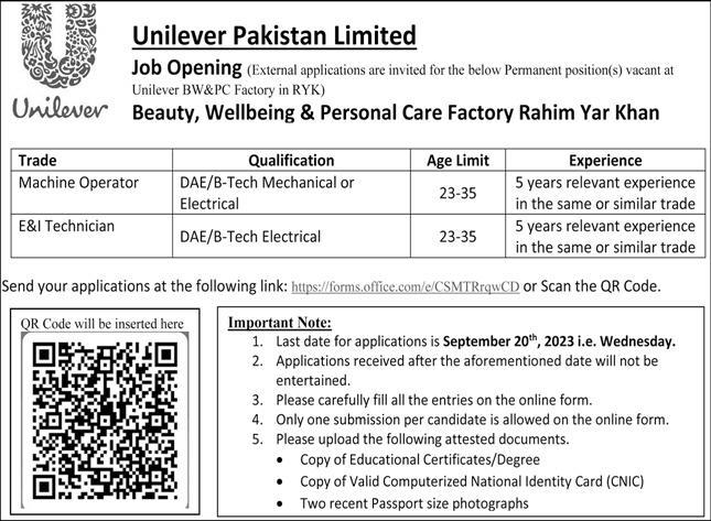 Unilever Pakistan Ltd Jobs 10 September 2023 Express 01 1