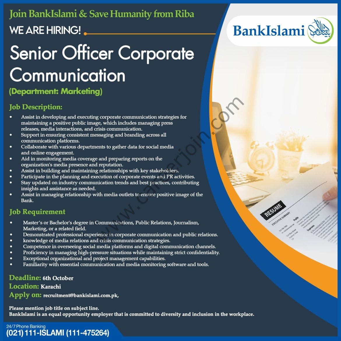 Bank Islami Pakistan Limited Jobs Senior Officer Corporate Communication 1