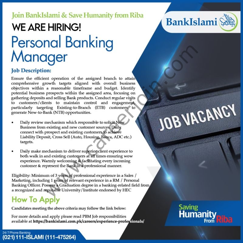 Bank Islami Pakistan Limited Jobs Personal Banking Manager 1