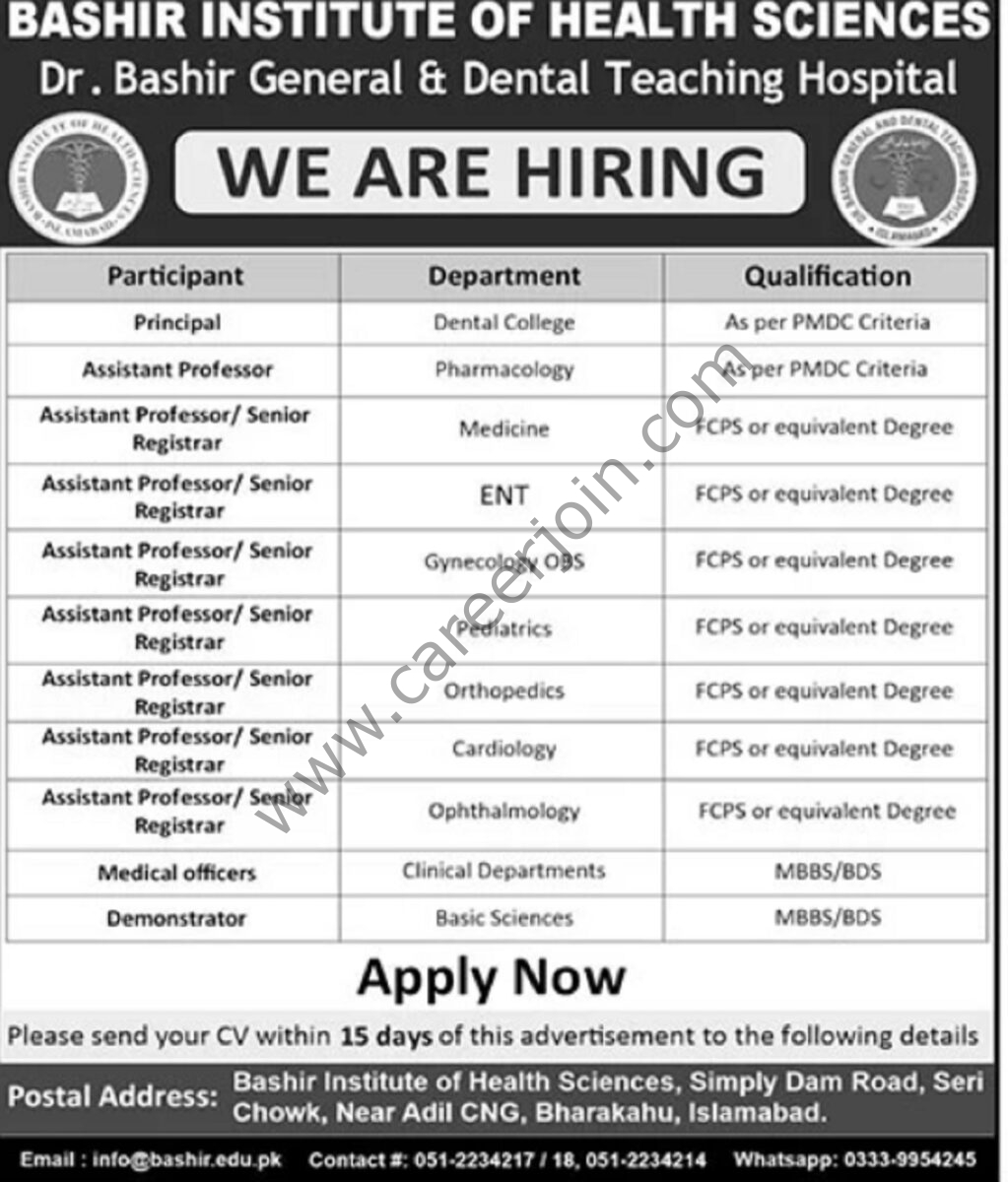 Bashir Institute of Health Sciences Jobs 01 October 2023 The News 1