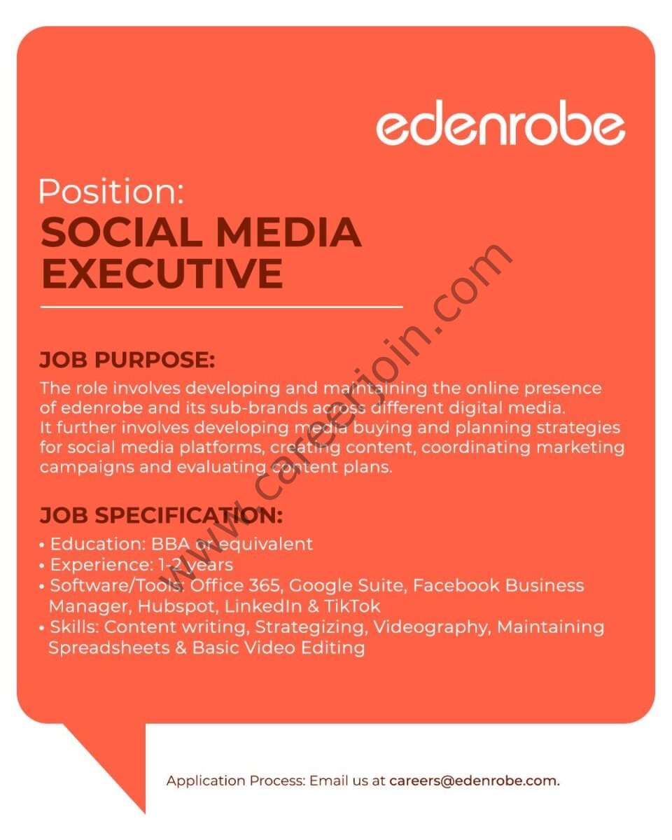 Edenrobe Jobs Social Media Executive 1
