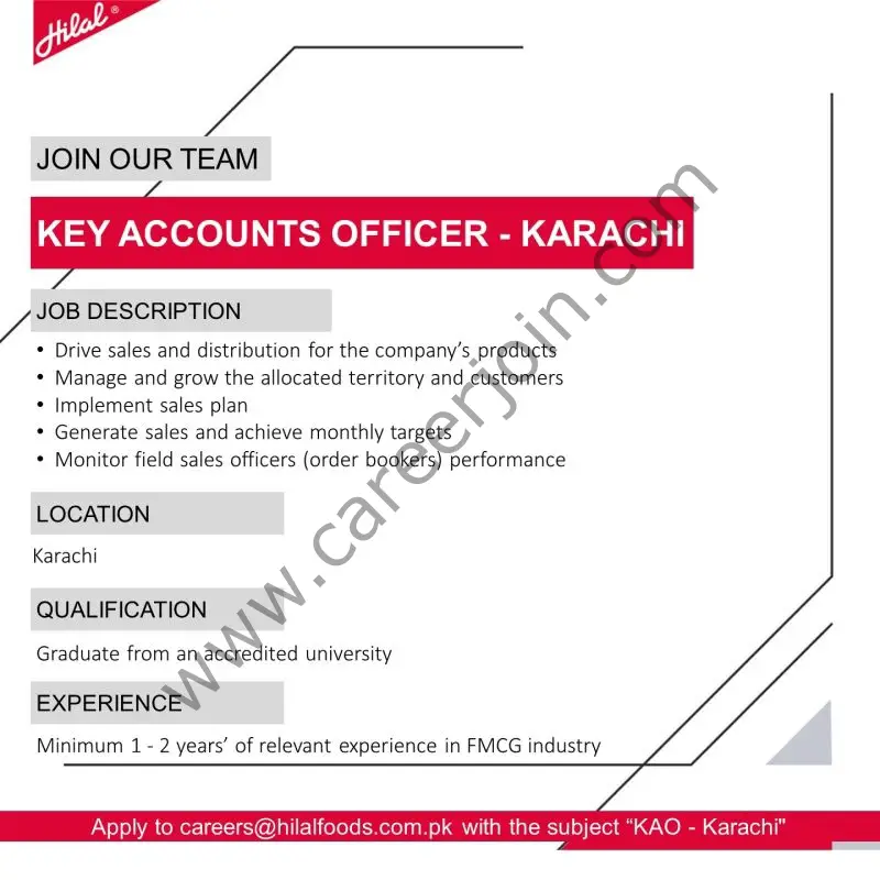 Hilal Foods Pvt Ltd Jobs Key Accounts Officer 1