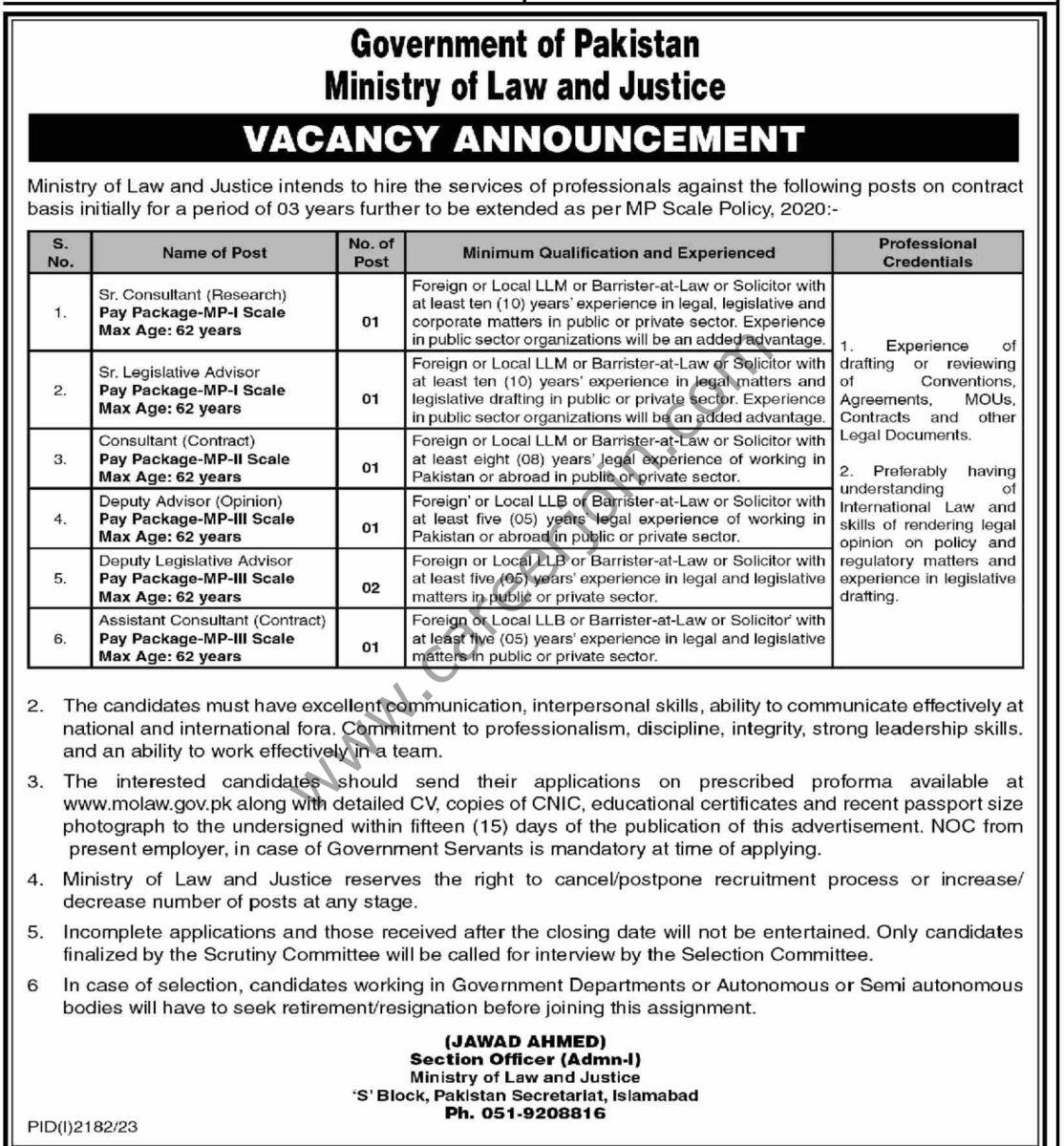 Ministry of Law & Justice Jobs 08 October 2023 Dawn 1