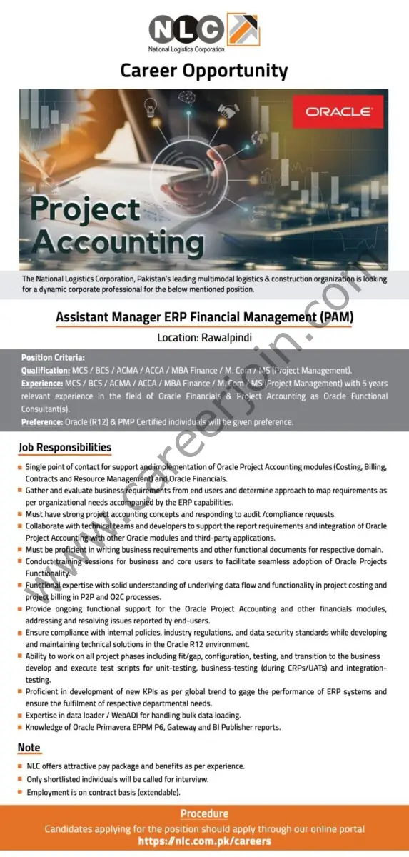 National Logistics Corporation NLC Jobs Assistant Manager ERP Financial Management 1