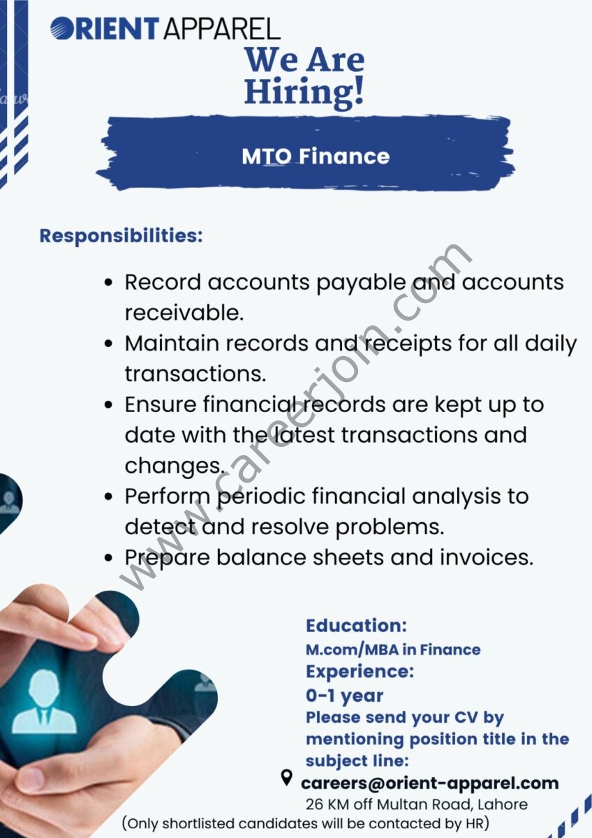 Orient Apparel Pvt Ltd Jobs MTO Finance 1