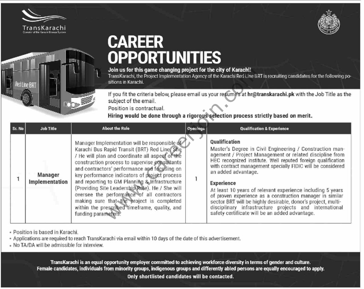 Trans Karachi Jobs 08 October 2023 Dawn 1