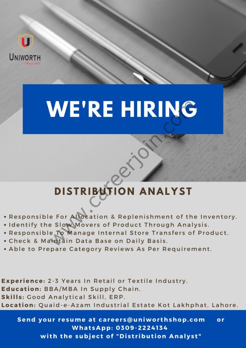Uniworth Jobs Distribution Analyst 1