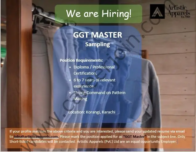 Artistic Apparels Pvt Ltd Jobs GGT Master 2