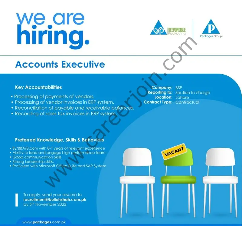 Bulleh Shah Packaging Pvt Ltd Jobs Accounts Executive 1