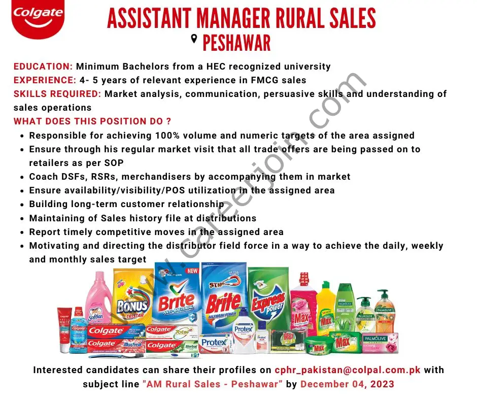 Colgate Pamolive Pakistan Jobs Assistant Manager Rural Sales 1