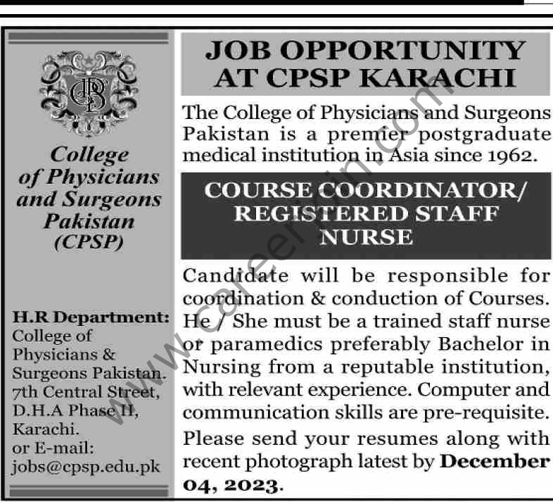 College of Physicans & Surgeons Jobs 19 November 2023 Dawn 1