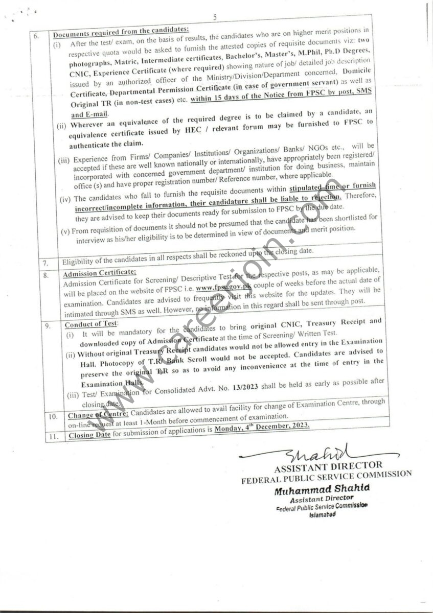 Federal Public Service Commission FPSC Jobs 24 November 2023 4 2