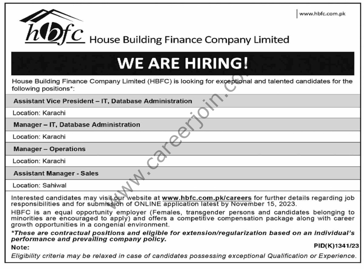 House Building Finance Co Ltd HBFC Jobs 05 November 2023 Dawn 1
