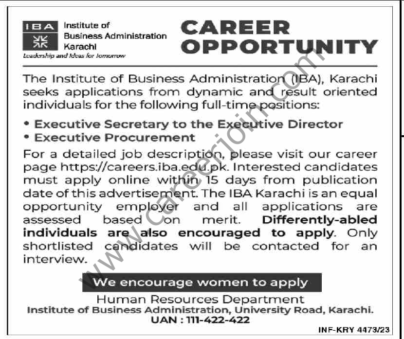 Institute of Business Administration IBA Jobs 19 November 2023 Dawn 1