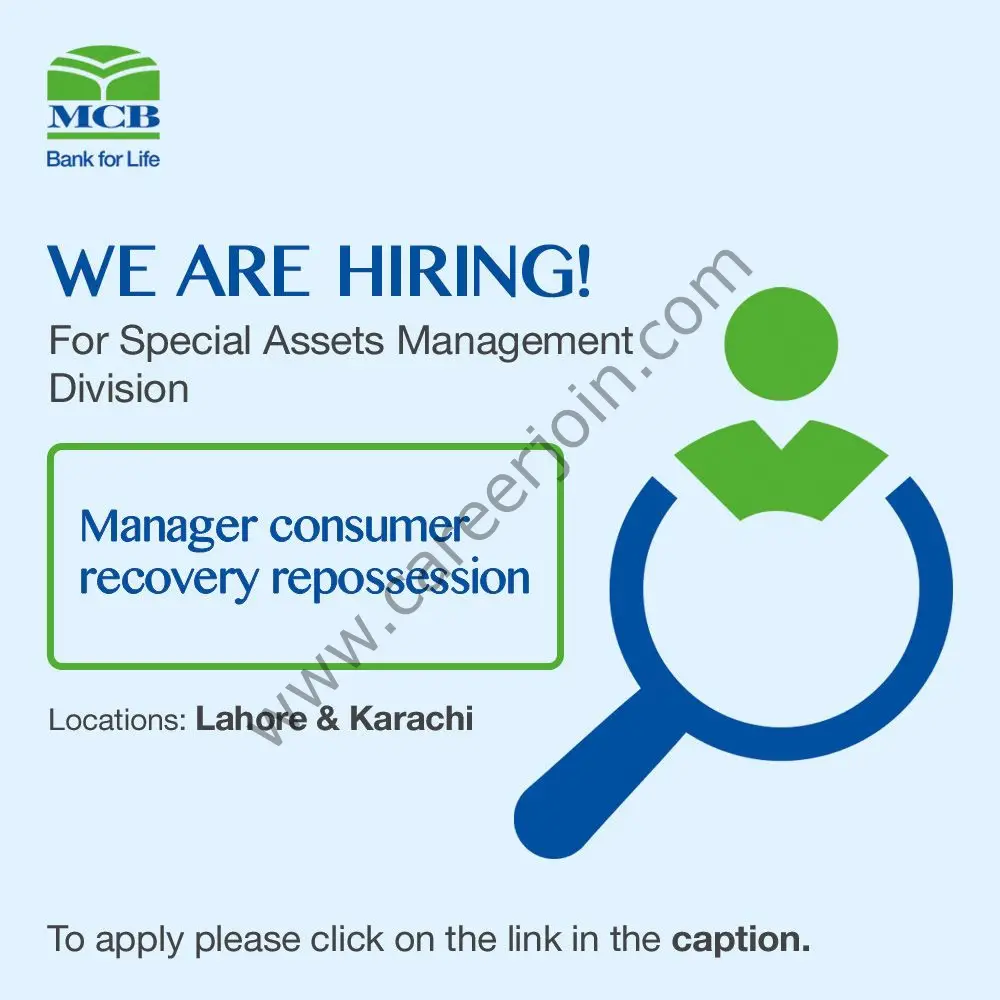 MCB Bank Limited Jobs Manager Consumer Recovery Repossession 1
