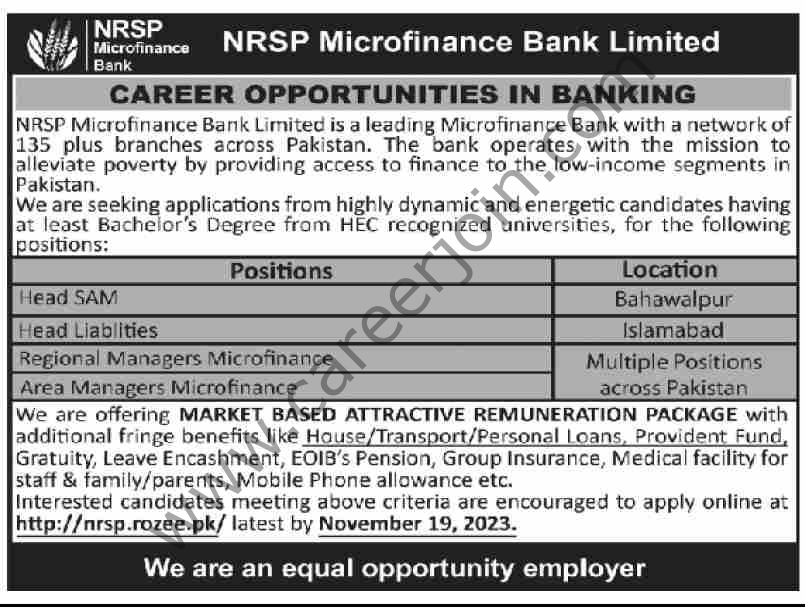 NRSP Mircrofinance Bank Ltd Jobs 12 November 2023 Dawn 1
