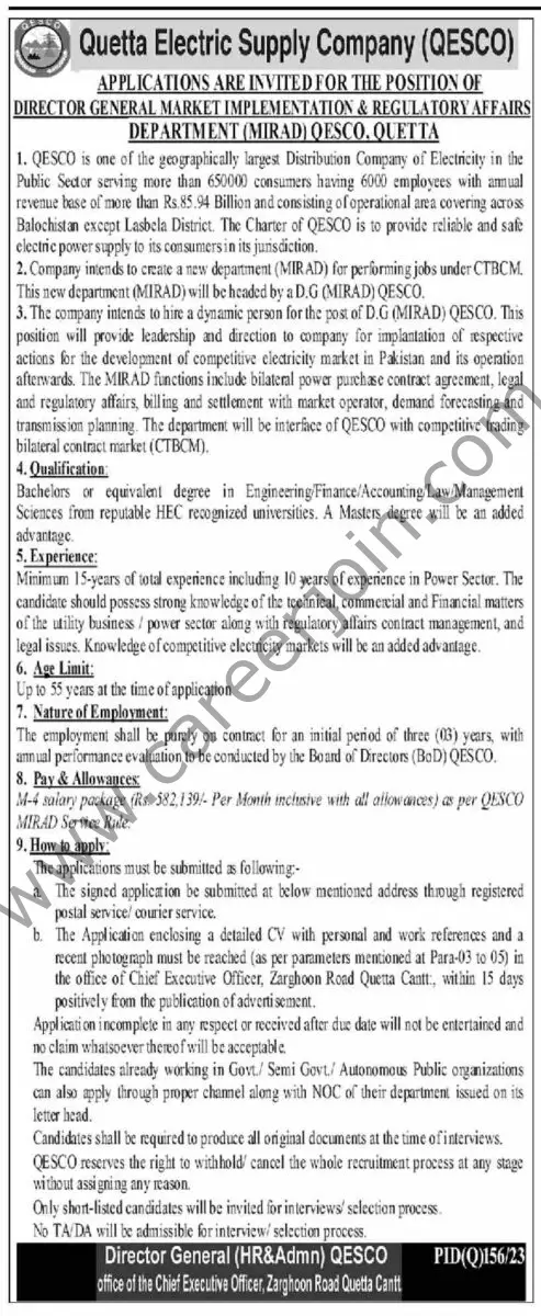 Quetta Electric Supply Company Jobs 12 November 2023 Dawn 1